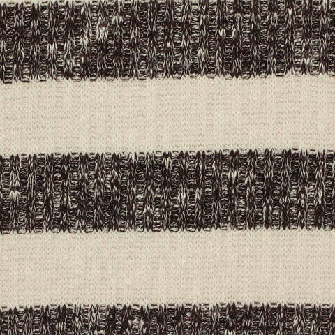 Cream Horizontal-Stripe Rib Knit, Viscose-Poly, 350 gsm