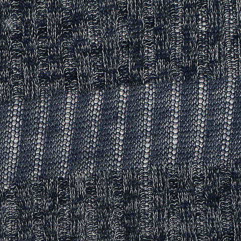 Jacquard Viscose Polyester Blend Stretch Rib Knit Fabric, 115 gsm, 145 cm — Navy