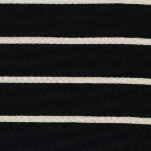 Black Horizontal-Stripe Rib Knit, Polyester, 260 gsm