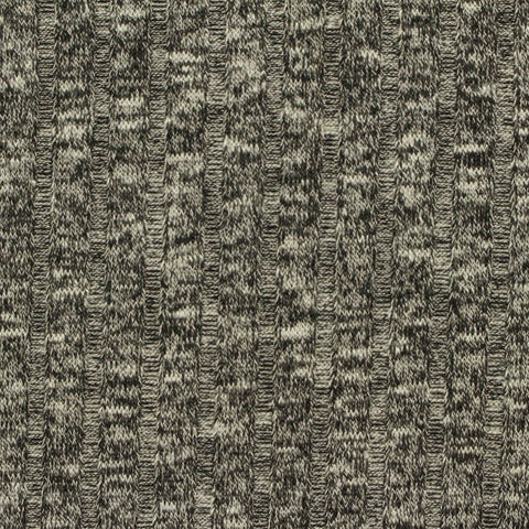 Black Heathered-Marl Rib Knit, Viscose-Poly, 185 gsm, 145 cm