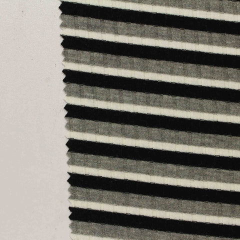 Black Horizontal-Stripe Rib Knit, Poly-Viscose, 170 gsm, 135 cm
