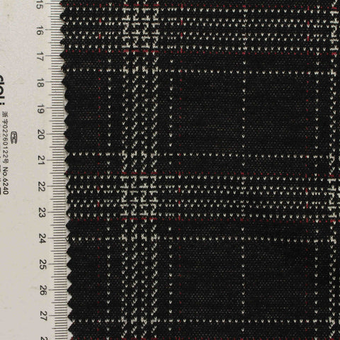 Black Plaid Jacquard, Poly-Viscose, 285 gsm