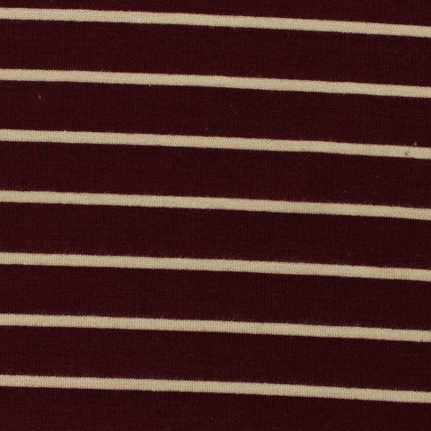 Burgundy Horizontal-Stripe Knit, Poly-Viscose