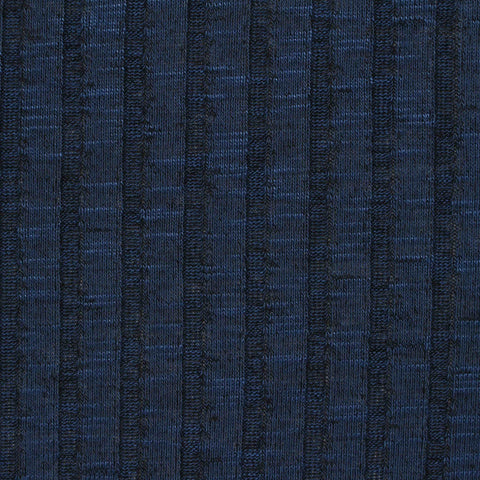 Dark Blue Marl Rib Knit, Poly-Viscose, 180 gsm