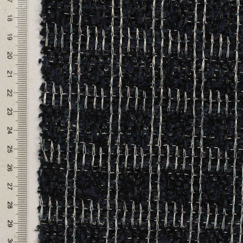 Silver Geometric-Line Interlock Knit, Poly-Metallic