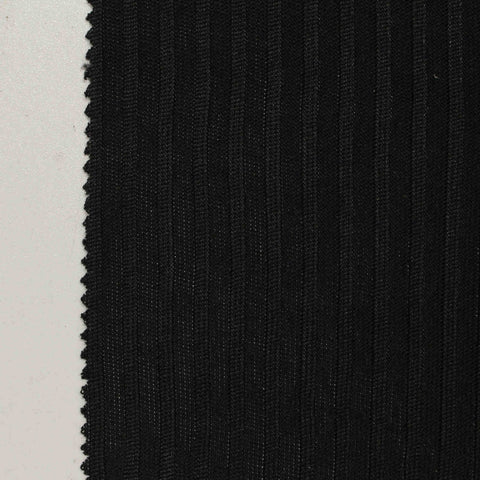 100% Polyester Rib Knit Fabric, 290 gsm, 170 cm — Black