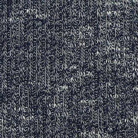Navy Marl Rib Knit, Polyester, 196 gsm