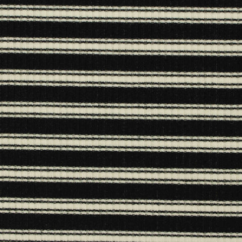 Black Horizontal-Stripe Rib Knit, Poly-Viscose, 250 gsm, 120 cm
