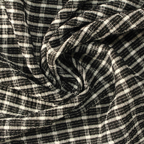 Black Textured-Check Crepe, Poly-Viscose