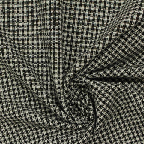 Black Check Jersey Knit, Poly-Cotton