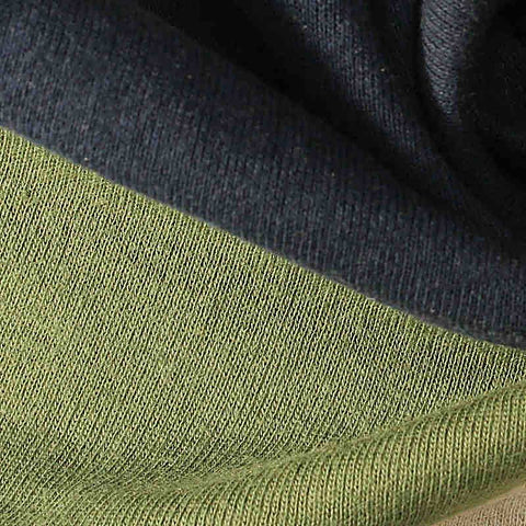 Beige Horizontal-Stripe Rib Knit, Cotton, 165 gsm