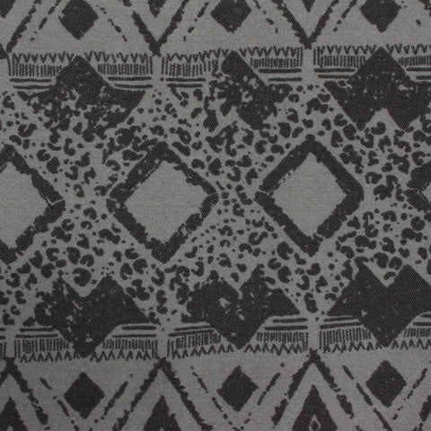 Dark Grey Geometric Bengaline, Viscose-Nylon
