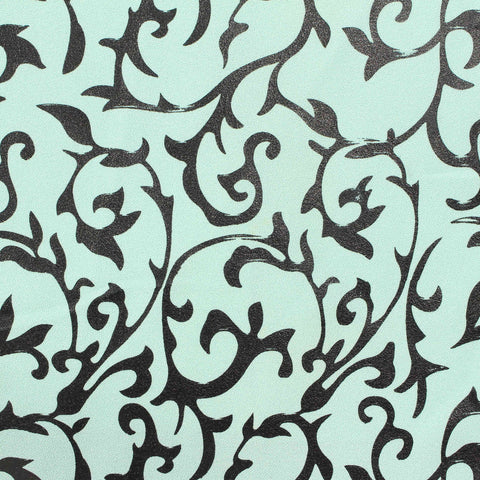 Black Floral Linen-Look, Polyester, 160 gsm