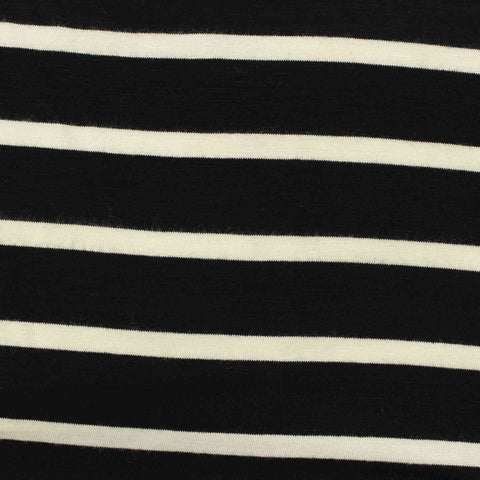 Black Horizontal-Stripe Jersey Knit, Viscose, 160 gsm, 160 cm