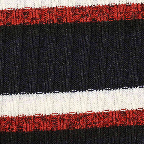 Navy Horizontal-Stripe Rib Knit, Poly-Viscose, 288 gsm