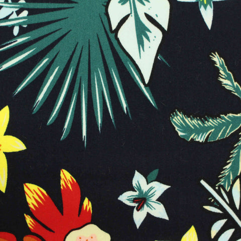 Green Tropical-Floral Poplin, Cotton