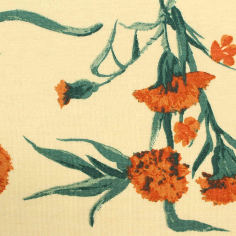 Orange Flowers Knit, Viscose