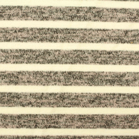 Cream Horizontal-Stripe Knit, Poly-Viscose, 197 gsm