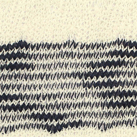 Cream Horizontal-Stripe Chunky Knit, Viscose-Poly, 220 gsm