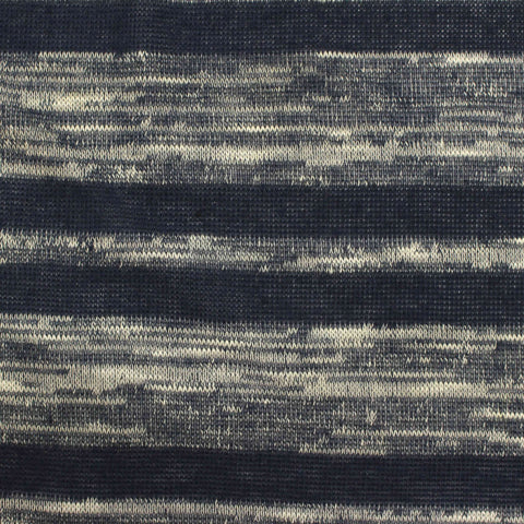 Dark Blue Horizontal-Stripe Chunky Knit, Poly-Viscose, 157 gsm