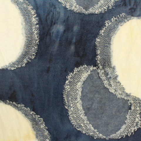 Dark Blue Abstract Jacquard, Poly-Viscose, 156 gsm