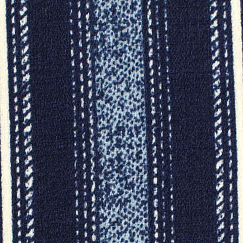 Dark Blue Vertical-Stripe Linen-Look, Polyester