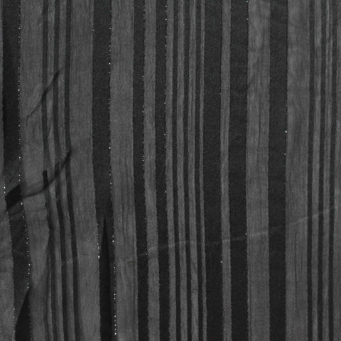 Black Vertical-Stripe Chiffon, Polyester, 87 gsm