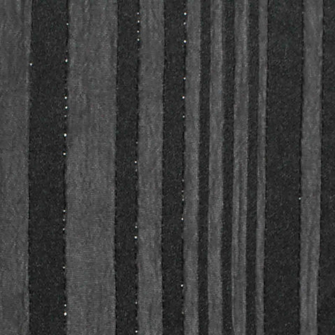 Black Vertical-Stripe Chiffon, Polyester, 87 gsm