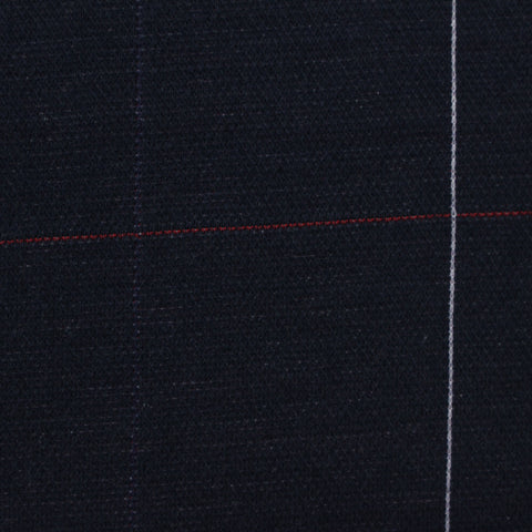 Dark Blue Check Jacquard, Cotton-Poly