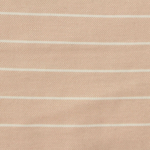 White Horizontal-Stripe Interlock Knit, Viscose-Nylon