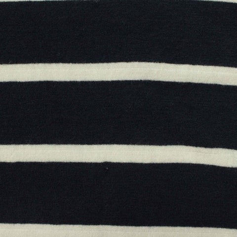 Navy Horizontal-Stripe Jersey Knit, Viscose, 240 gsm