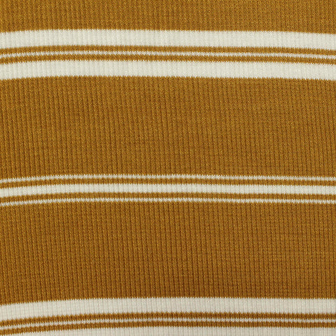 Striped Viscose Stretch Rib Knit Fabric, 180 gsm, 180 cm — Khaki