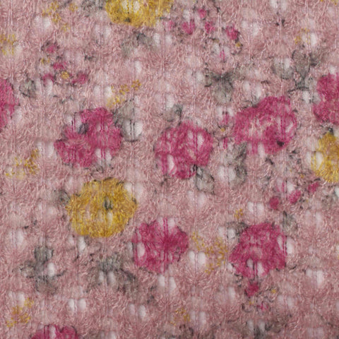 Pink Floral Knit, Acrylic, 95 gsm