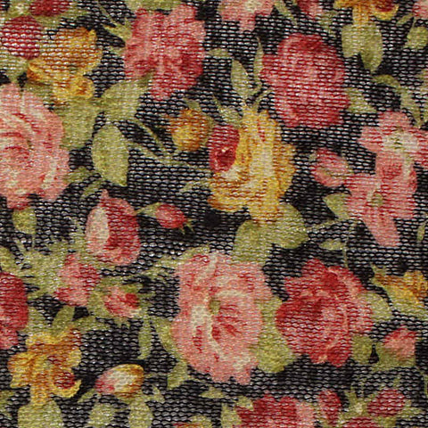 Red Floral Knit, Polyester, 100 gsm