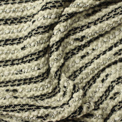 Black Horizontal-Stripe Chunky Knit, Poly-Viscose, 336 gsm