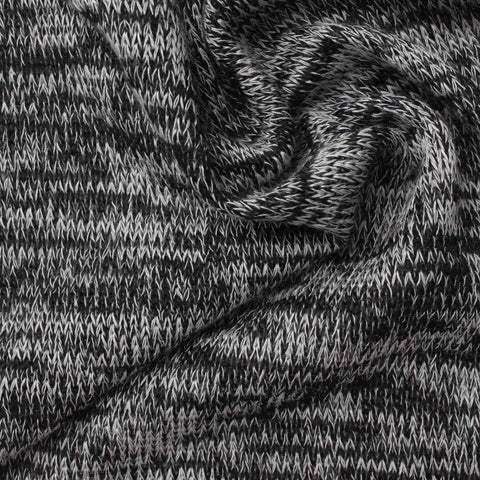 Black Marl Chunky Knit, Viscose-Poly, 131 gsm