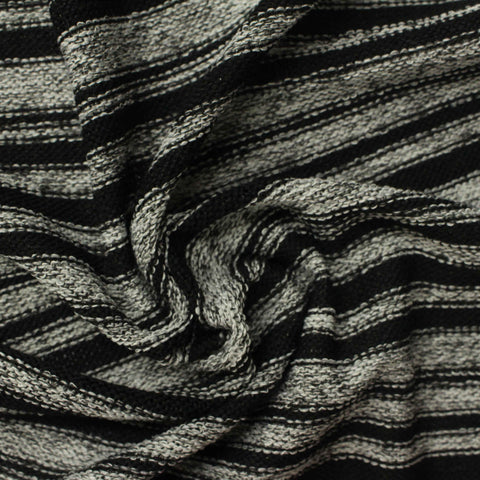 Black Stripes Chunky Knit, Poly-Viscose, 178 gsm