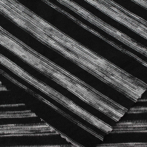 Black Stripes Chunky Knit, Poly-Viscose, 182 gsm