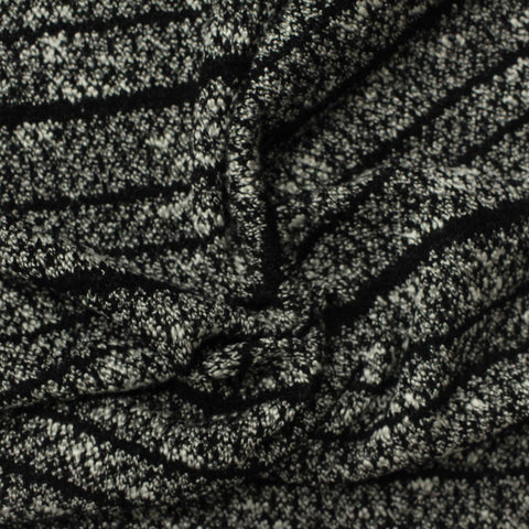 Black Horizontal-Stripe Chunky Knit, Poly-Viscose, 208 gsm