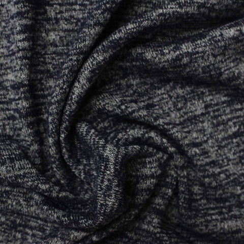 Navy Marl Chunky Knit, Viscose-Poly, 212 gsm