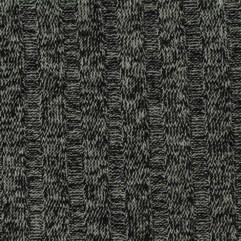 Black Marl Rib Knit, Poly-Viscose, 227 gsm