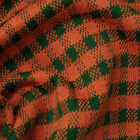 Orange Check Jersey Knit, Cotton-Poly