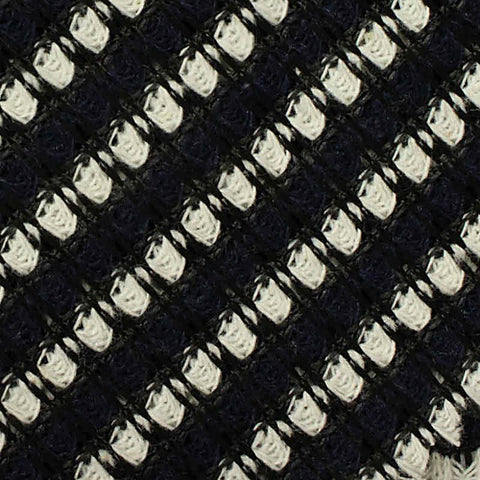 White Textured-Stripe Interlock Knit, Polyester