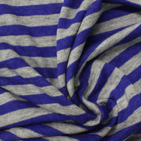 Blue Horizontal-Stripe Chunky Knit, Poly-Viscose, 195 gsm
