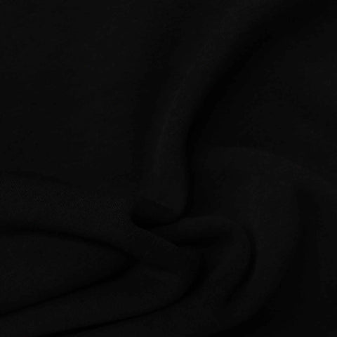 Polyester Cotton Stretch Interlock Knit Fabric, 520 gsm, 155 cm — Black