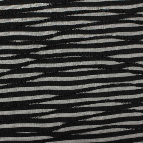 Black Horizontal-Stripe Jacquard, Polyester, 150 gsm