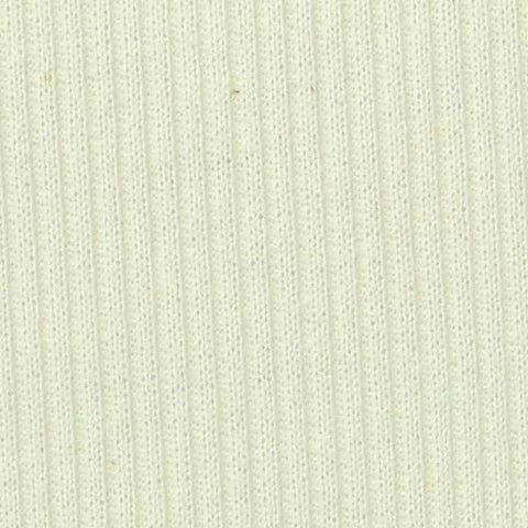 Cotton Polyester Stretch Rib Knit Fabric, 204 gsm, 165 cm — White