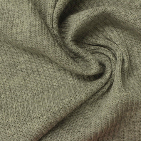 Grey Heather Rib Knit, Poly-Viscose, 173 gsm