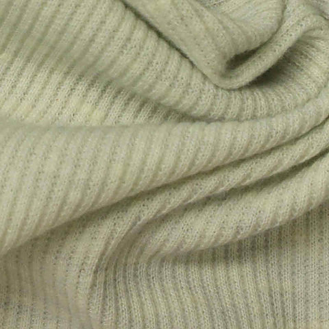 Light Sage Heather Rib Knit, Poly-Cotton