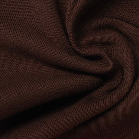 Polyester Cotton Rib Knit Fabric, 367 gsm, 175 cm — Brown